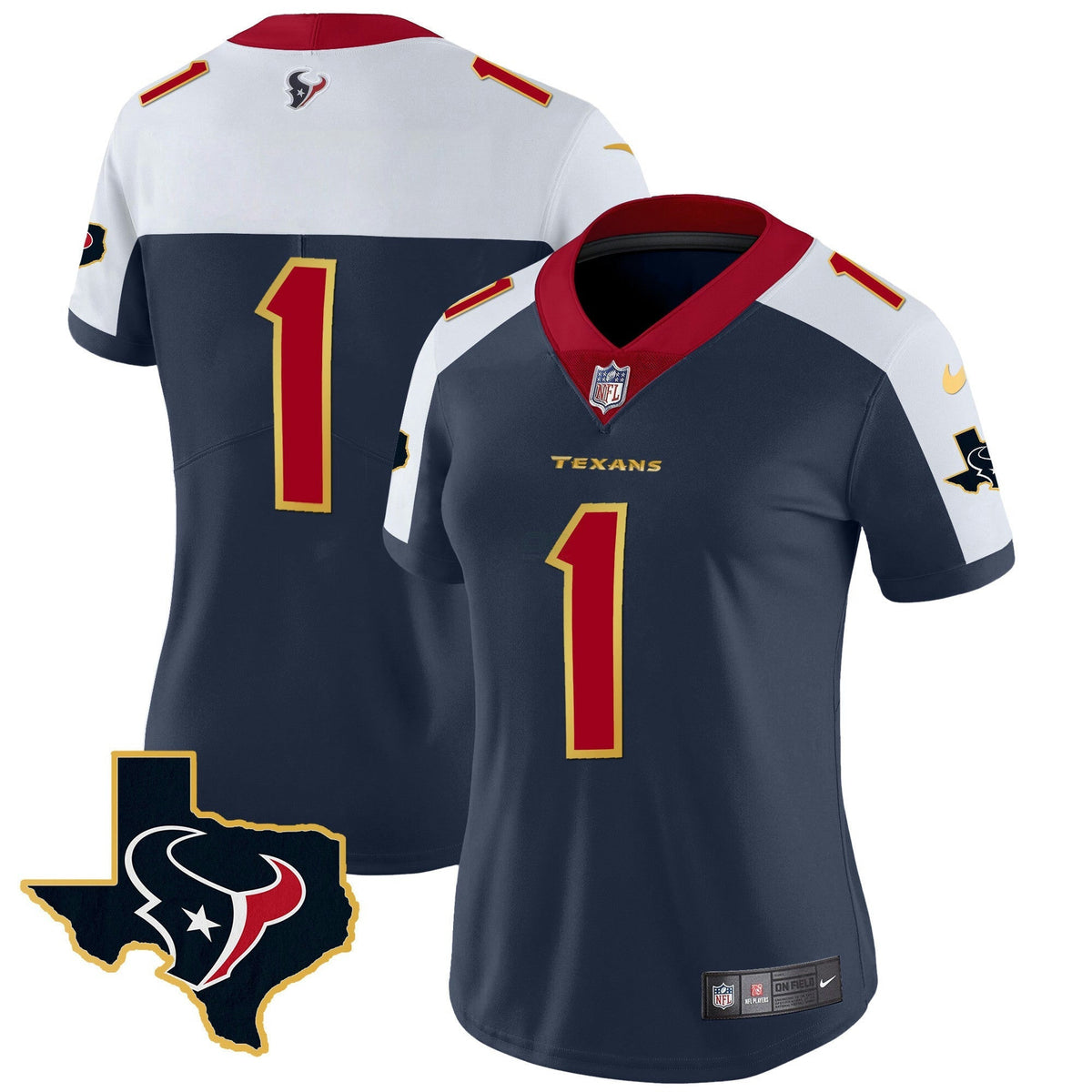 NFL Women’s Houston Gold Trim Vapor Jersey