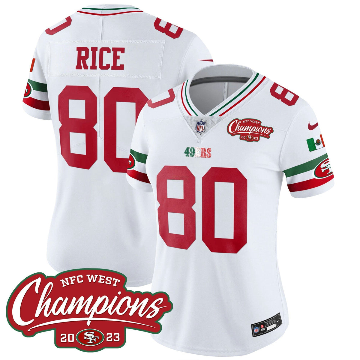 NFL Women’s Mexico 2023 NFC West Champions Patch Vapor Jersey