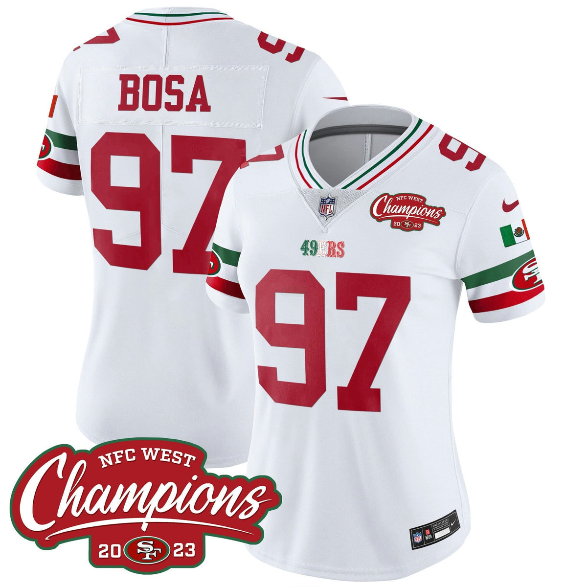 NFL Women’s Mexico 2023 NFC West Champions Patch Vapor Jersey