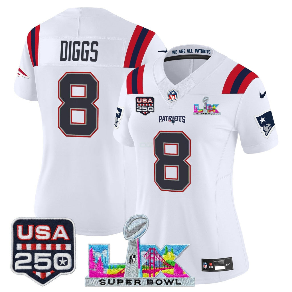 NFL Women’s New England “Super Bowl LX & United States 250th Anniversary Patch” Vapor Limited Jersey