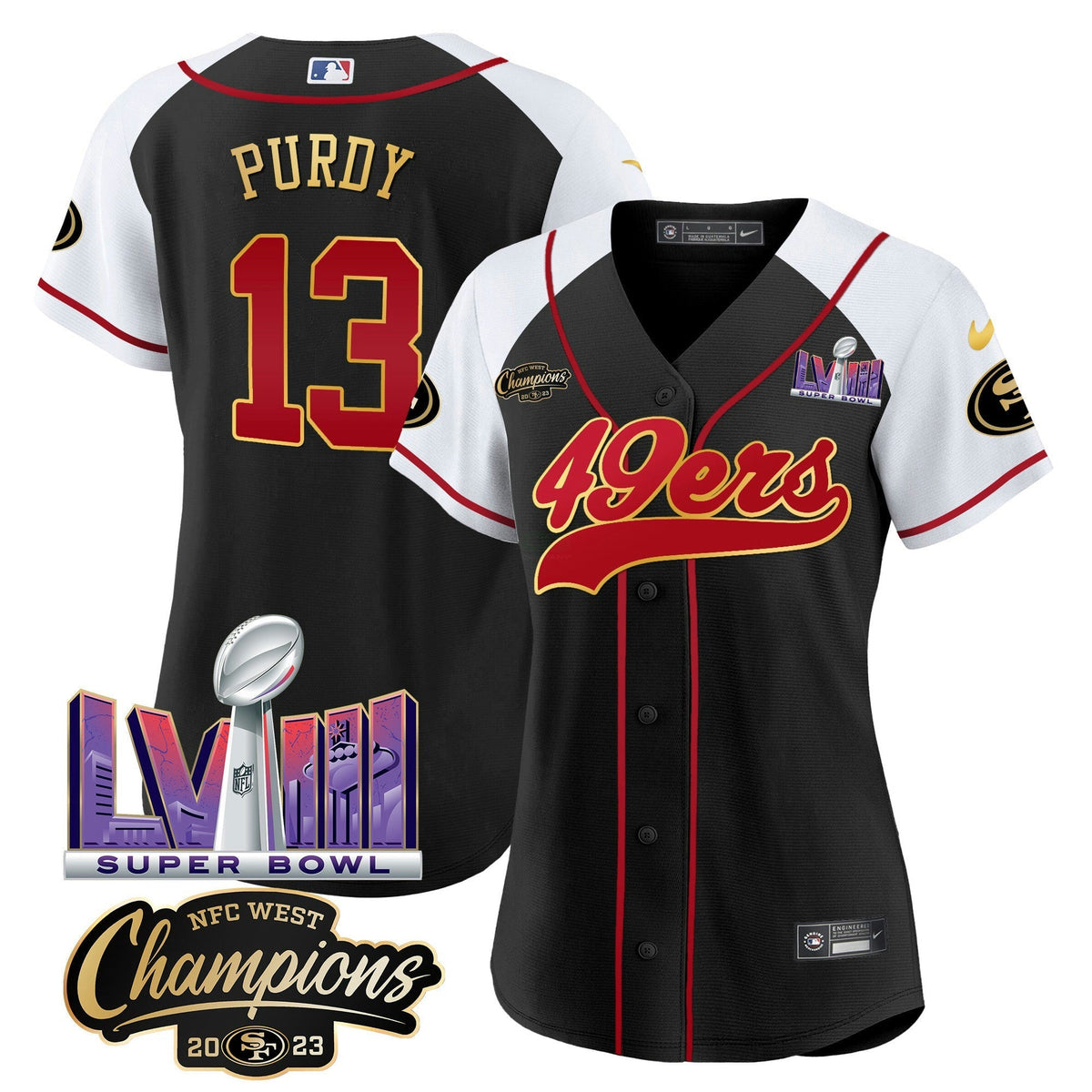 NFL Women’s NFC West Champions & Super Bowl LVIII Patch Jersey