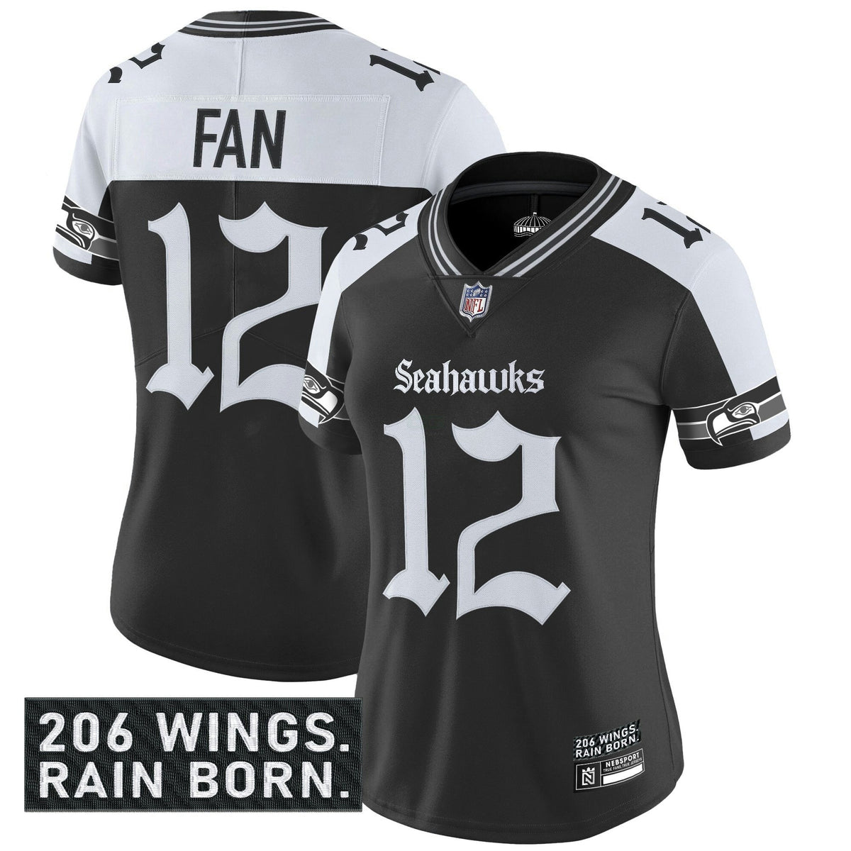 NFL Women’s Seattle ‘Gothic Rain City Shadows Edition’ Vapor Limited Jersey