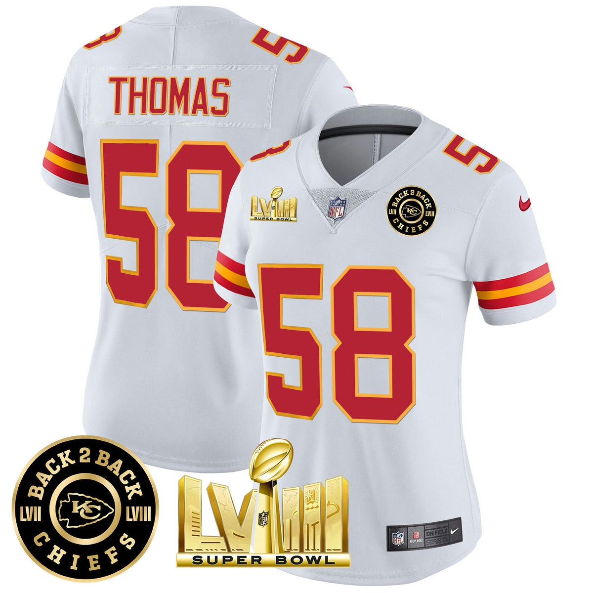 NFL Women’s Super Bowl LVIII & Back 2 Back Patch Vapor Jersey V3
