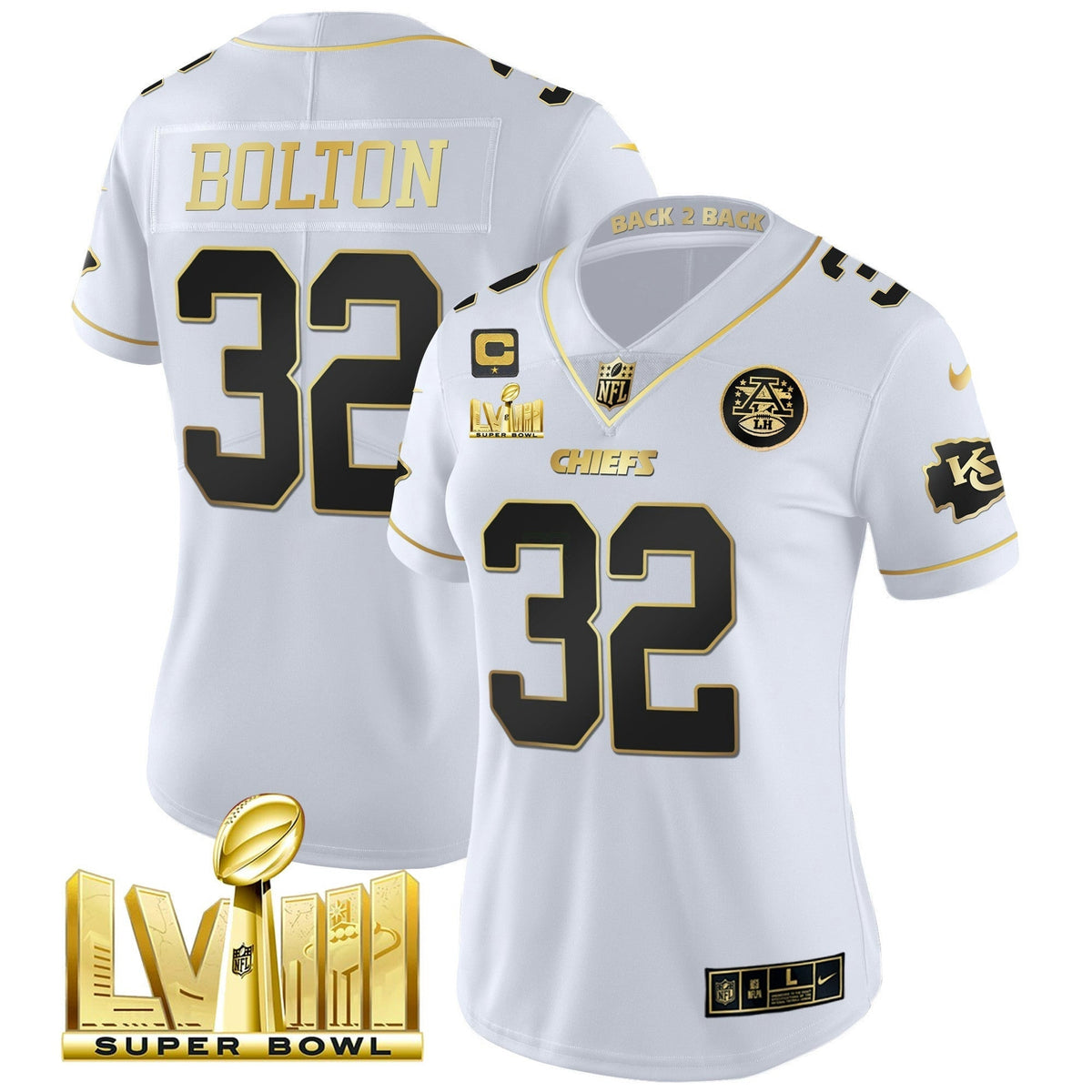 NFL Women’s Super Bowl LVIII & Back 2 Back Patch Vapor Jersey V5