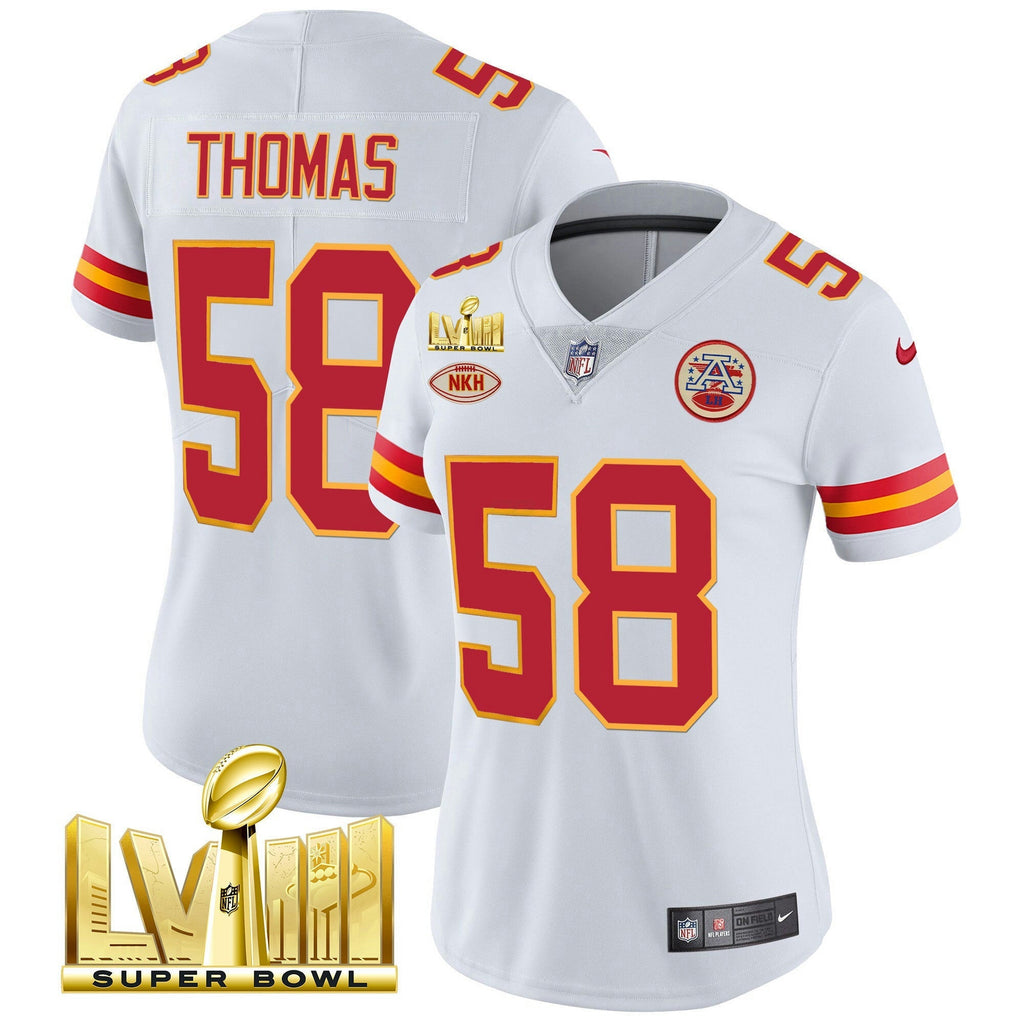 NFL Kansas City Chiefs Women’s Super Bowl LVIII Gold Patch Vapor Jersey V2