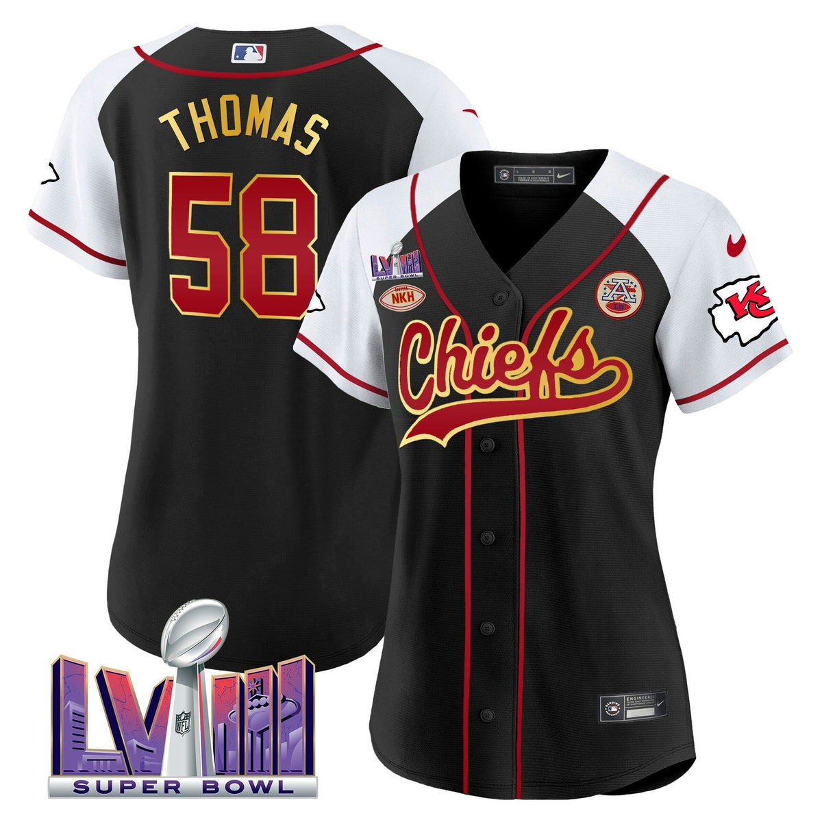 NFL Kansas City Chiefs Women’s Super Bowl LVIII Patch Jersey