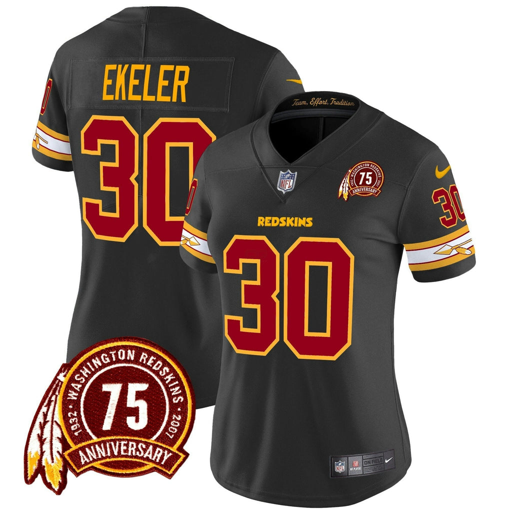 NFL Washington Commanders Women’s Washington Redskins 75th Patch Vapor Limited Jersey
