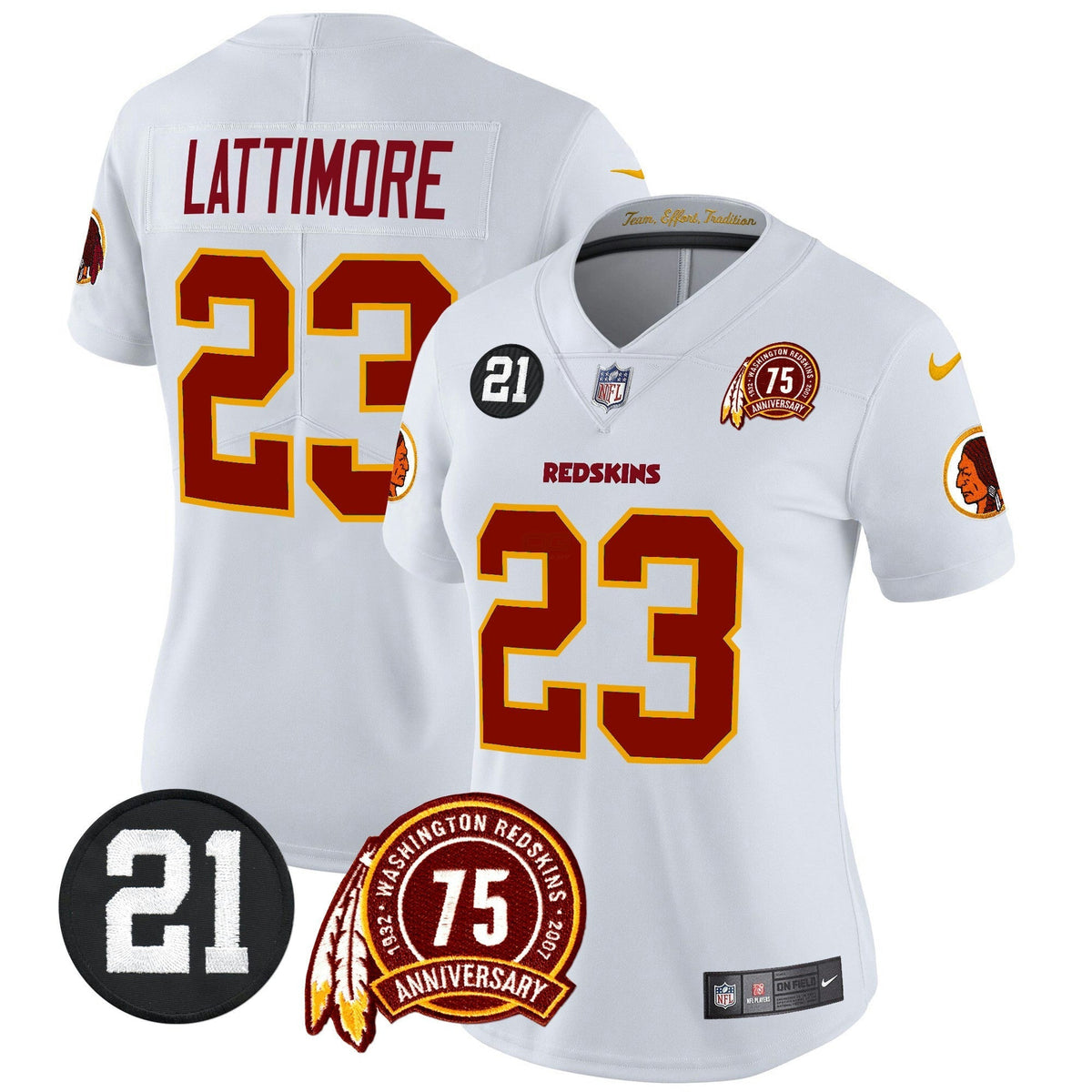 NFL Washington Commanders Women’s Washington Redskins 75th & Sean Taylor Patch Vapor Limited Jersey