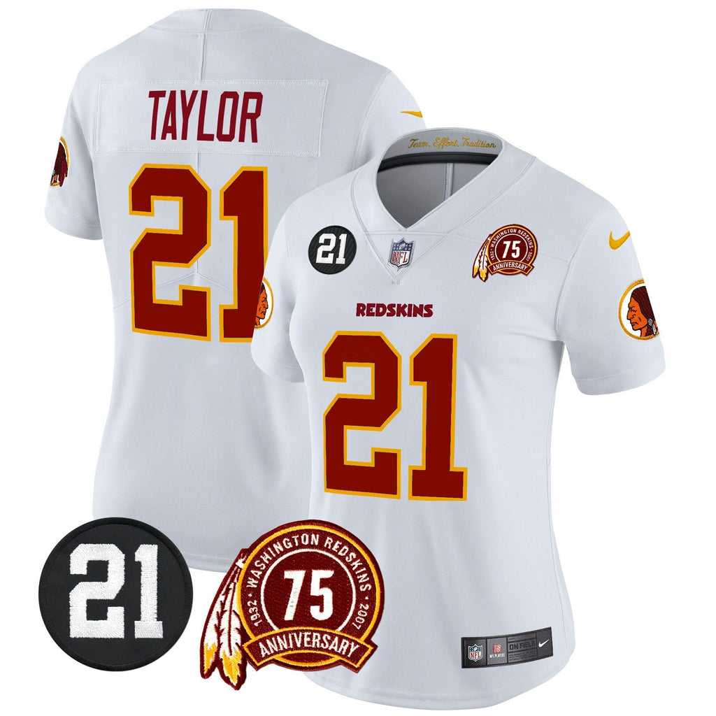 NFL Washington Commanders Women’s Washington Redskins 75th & Sean Taylor Patch Vapor Limited Jersey
