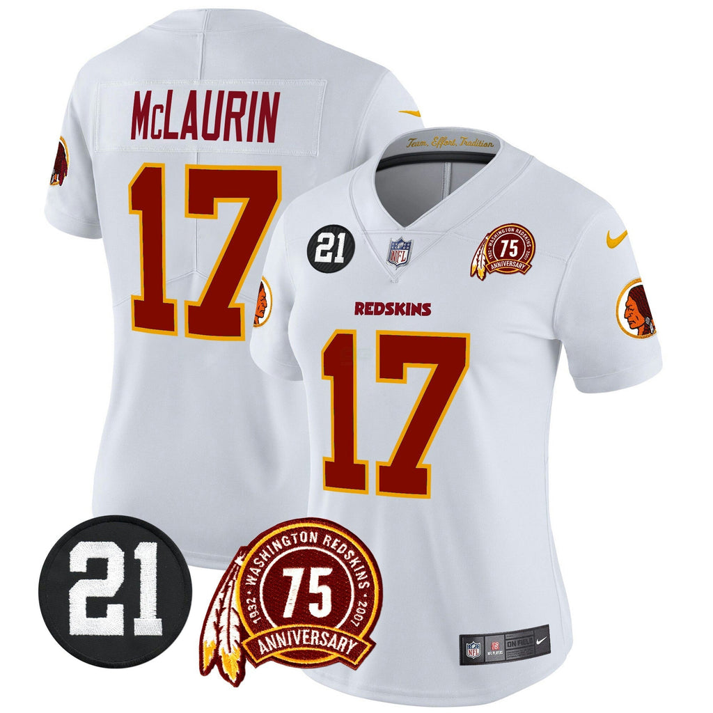 NFL Washington Commanders Women’s Washington Redskins 75th & Sean Taylor Patch Vapor Limited Jersey