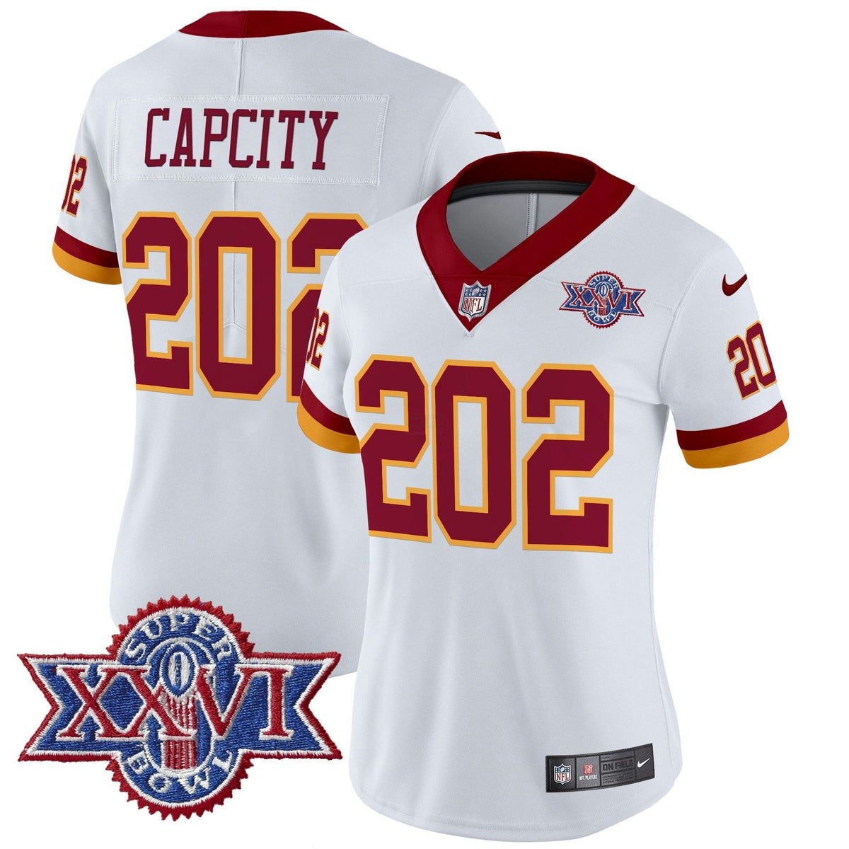 NFL Washington Commanders Women’s Washington Redskins Throwback 1992 Super Bowl XXVI Patch Vapor Limited Jersey