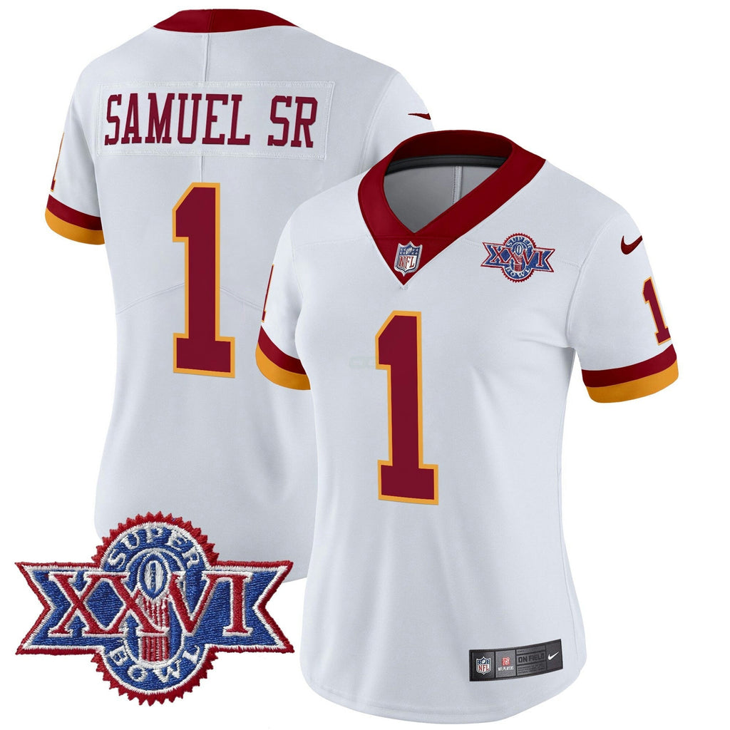 NFL Washington Commanders Women’s Washington Redskins Throwback 1992 Super Bowl XXVI Patch Vapor Limited Jersey