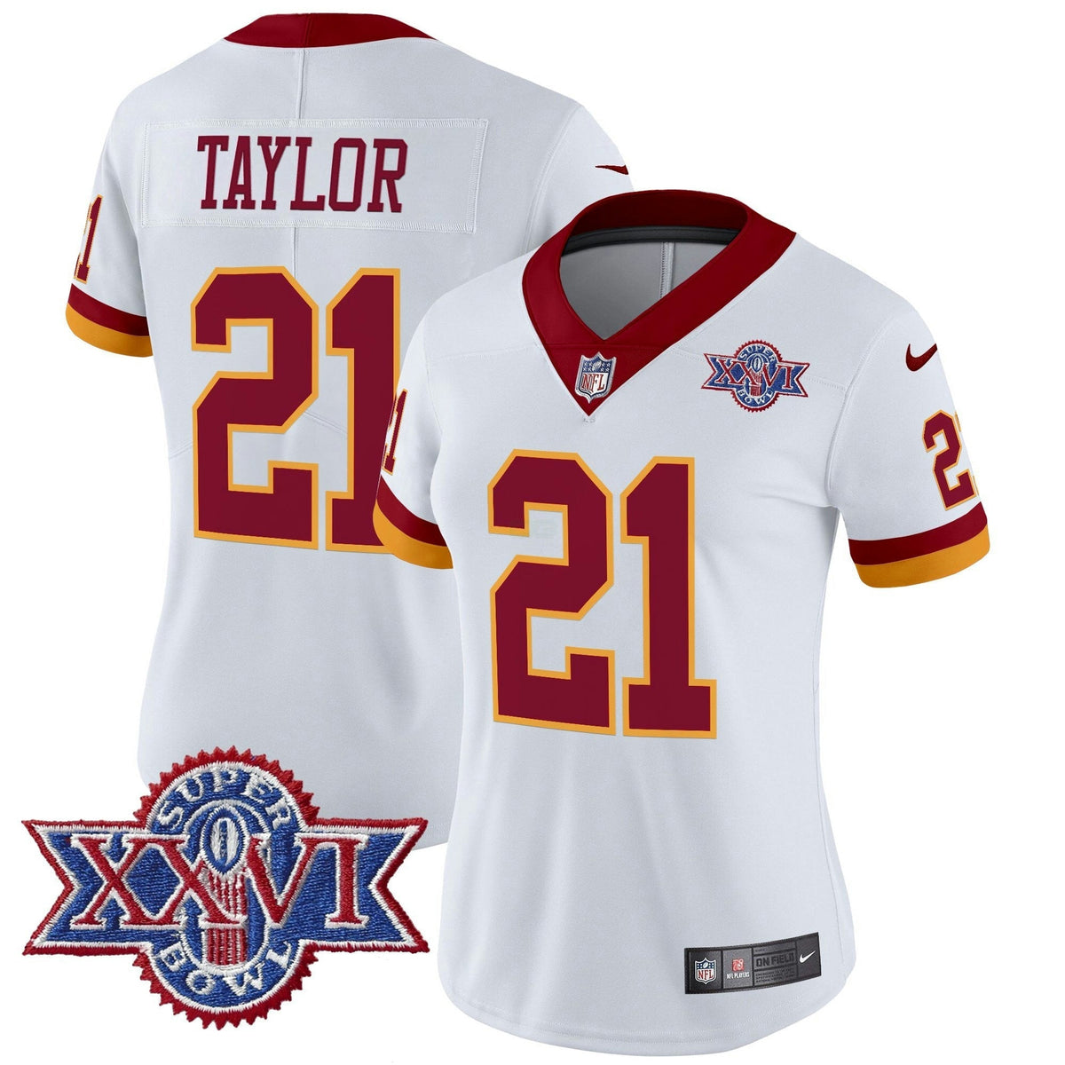 NFL Washington Commanders Women’s Washington Redskins Throwback 1992 Super Bowl XXVI Patch Vapor Limited Jersey